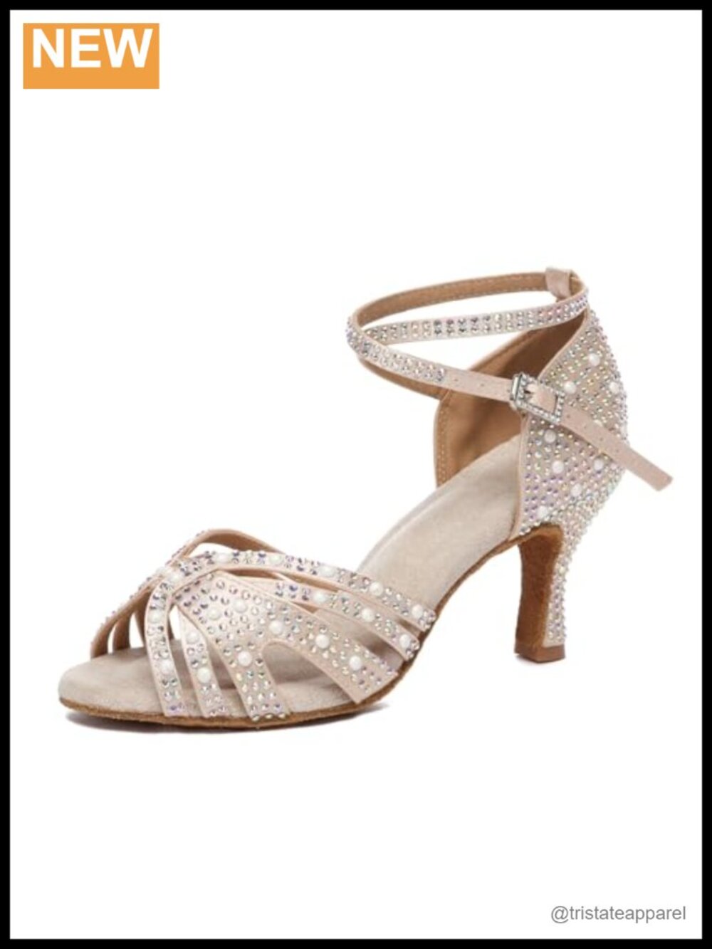 Minishion Rhinestone Peep Toe Dance Heels Wedding Sandals